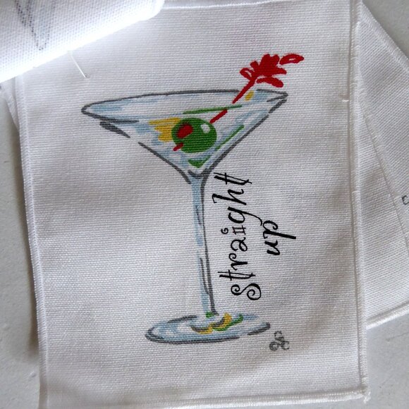 NEW CECIL SAYDAH COCKTAIL BAR TOWEL NAPKIN COASTER MARTINI SHAKER SET (NEW) - Picture 4 of 10
